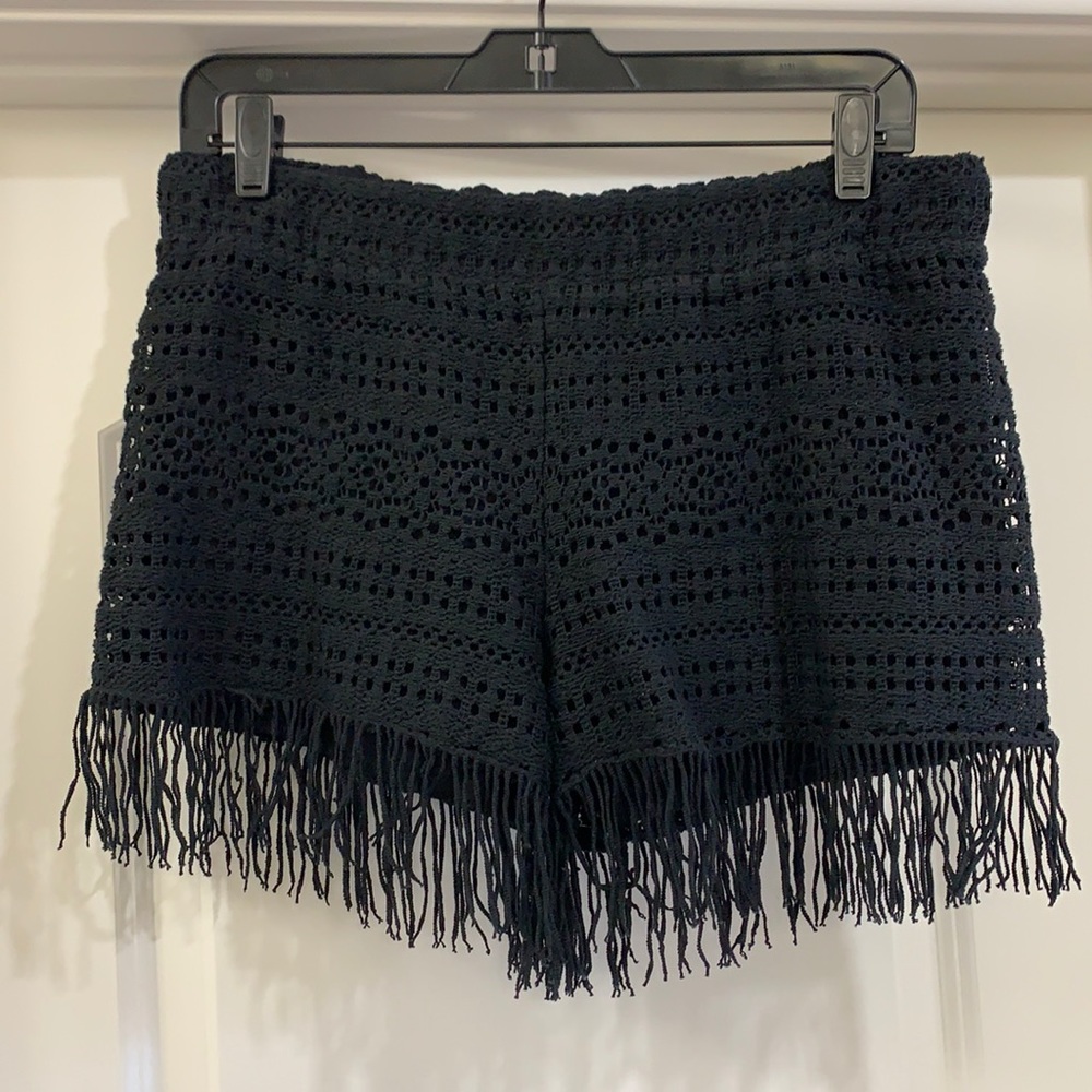 Black Crochet Shorts w/fringe Size 4